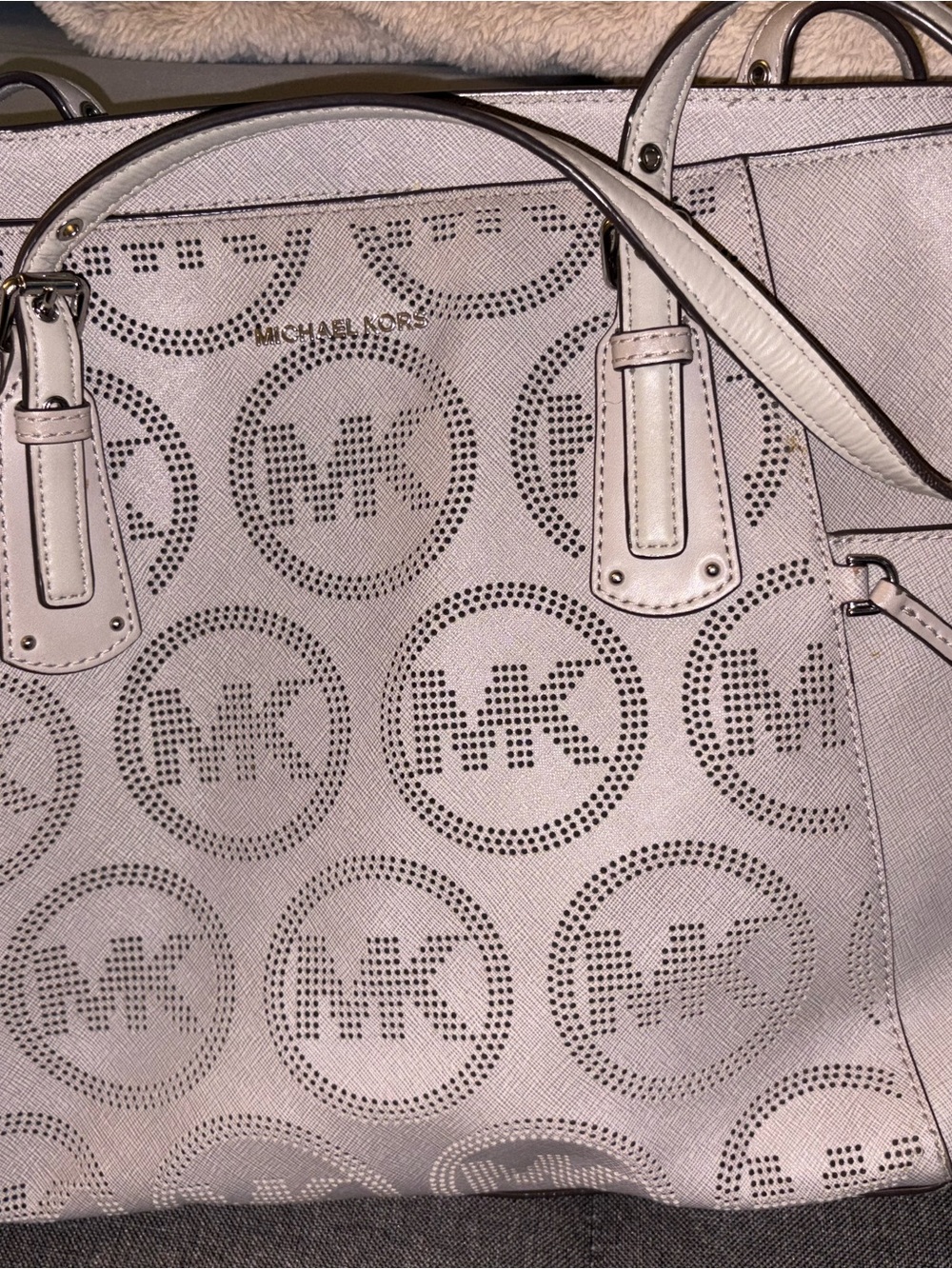 Michael Kors Light Pink Perforated MK Logo Tote